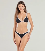 Retro Chic Contrast Trim Bikini Bottoms