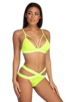 Electric Strappy Mesh Bralette And Panty Set