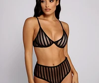 Striped and Sultry Mesh Bra Panty Set