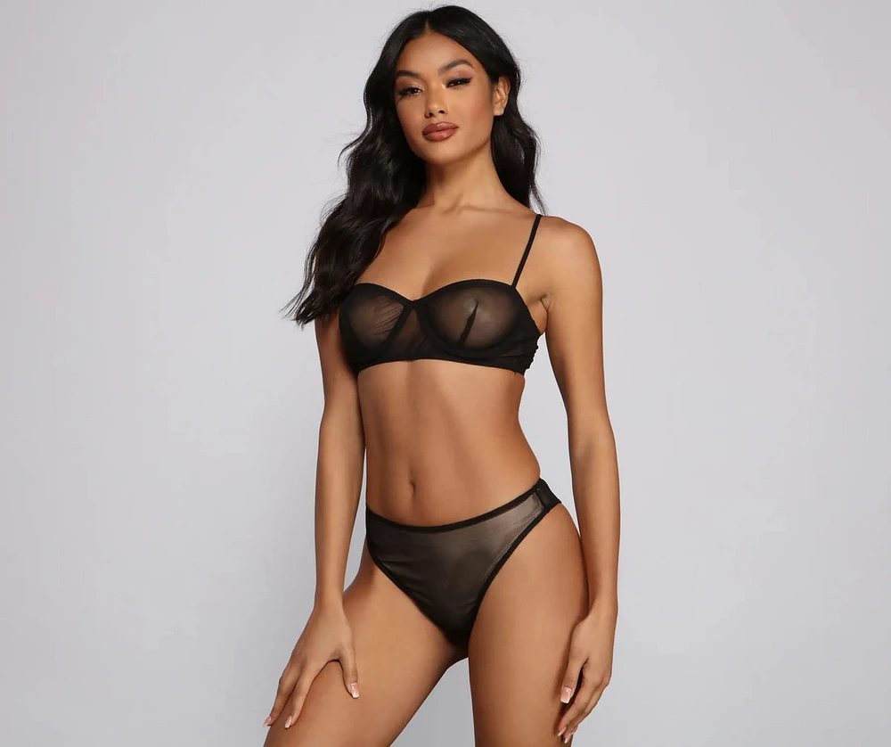 Sheer Impression Mesh Bra and Thong Set