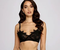 Floral Beauty Embroidered Mesh Bralette And Panty Set