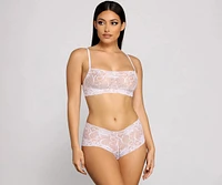 Sheer Appeal Lace Bralette And Boy Shorts Set