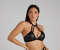 Heart Stopper Faux Leather Lingerie Set