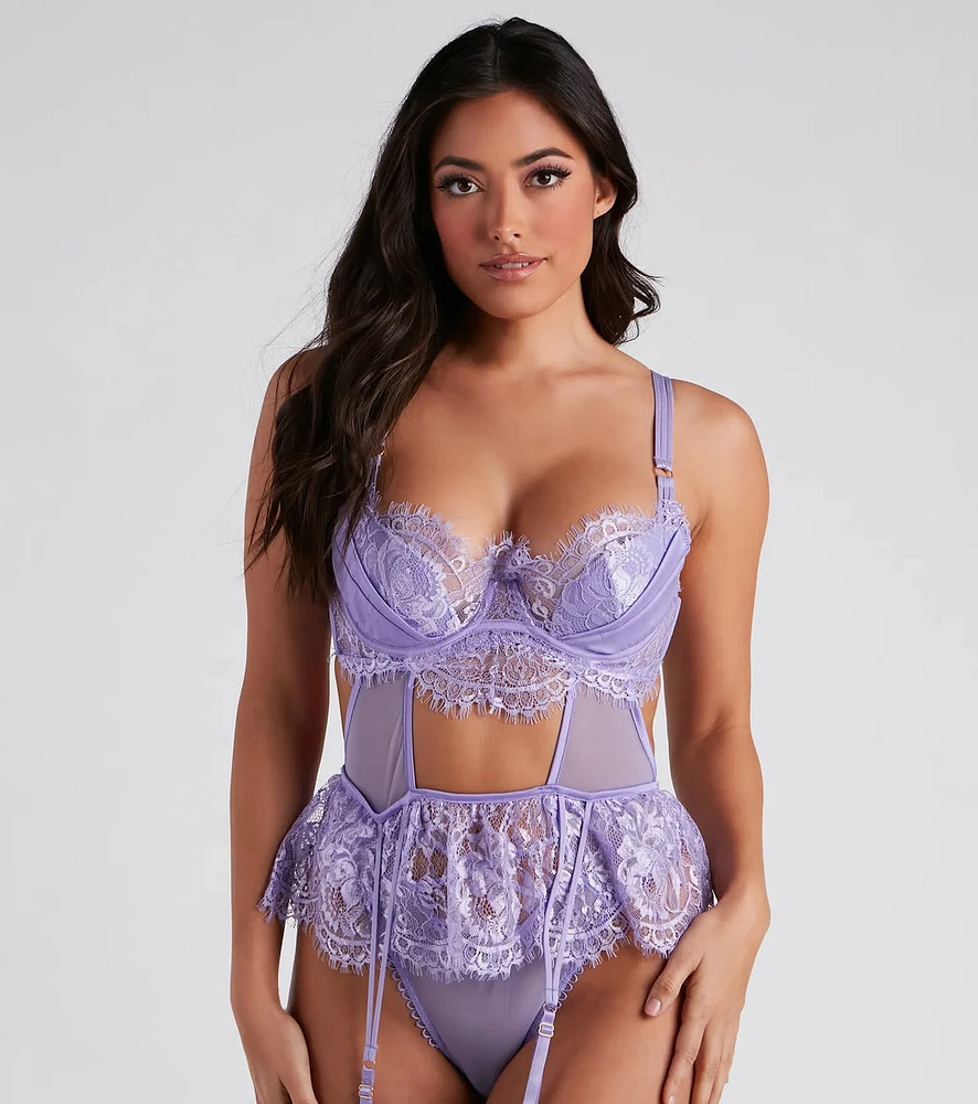 Bad Intentions Satin Lace Bra And Panty