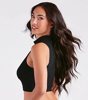 Iconic Staple Seamless Mock Neck Bra Top