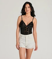 Attention Getter V-Neck Sheer Mesh Bodysuit