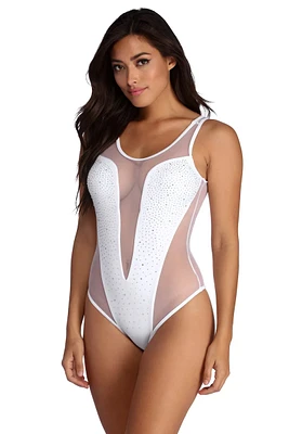 Bring On Heat Stone Mesh Swimsuit