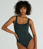 Simply Effortless Square Neck Rib Knit Bodysuit