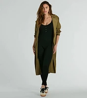 Weekend Cozy Henley Button Skinny Leg Jumpsuit