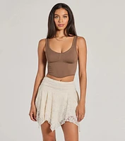 Adorable Basic Scoop Neck Seamless Crop Top