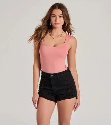 Cut Out For Style Sleeveless Square Neck Bodysuit