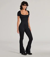 Stylish Strut Seamless Knit Flared Leg Catsuit