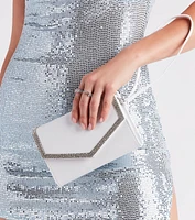 Chic Sparkle Rhinestone Trim Envelope Clutch