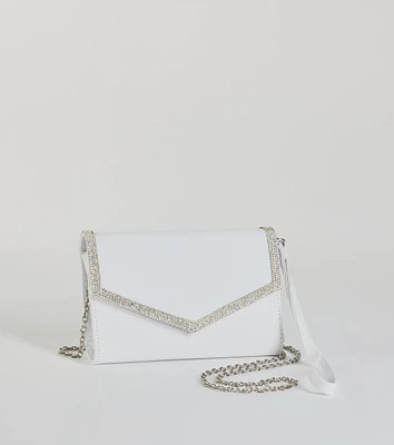 Chic Shimmer Rhinestone Trim Envelope Clutch