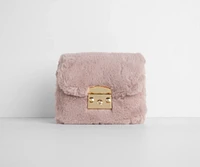 Pink Aesthetic Faux Fur Cross-body Purse