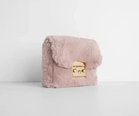 Pink Aesthetic Faux Fur Cross-body Purse