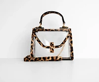 Leopard Trim Clear Mini Purse