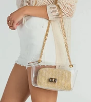 Clear Intentions Crossbody Bag With Straw Pouch