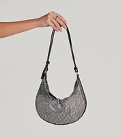 Glam Direction Rhinestone Mesh Shoulder Bag