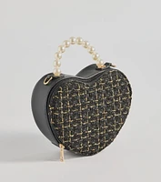 Fab Icon Houndstooth Tweed Heart Bag