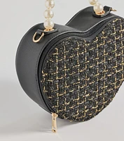 Fab Icon Houndstooth Tweed Heart Bag