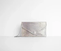 Iridescent Rhinestone Radiance Envelope Clutch