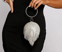 Light The Night Rhinestone Fringe Sphere Clutch