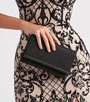 Prepare To Shine Glitter Mesh Clutch