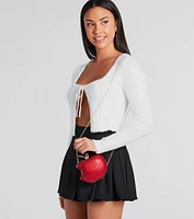 Tempting Glamour Rhinestone Bitten Apple Clutch