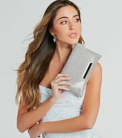 Luxe Shimmer Iridescent Rhinestone Envelope Clutch