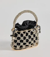 Sparkling Touch Rhinestone Cage Bucket Handbag