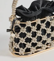 Sparkling Touch Rhinestone Cage Bucket Handbag