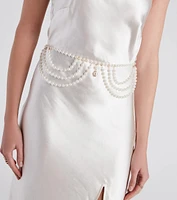 Layered In Glamour Pearl Chain Belt