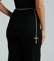 Bold And Glamorous Cross Charm Chain Belt