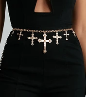 Bold And Glamorous Cross Charm Chain Belt