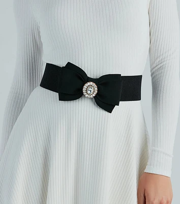 Glam Perfection Rhinestone Bow Stretch Belt