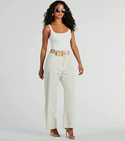 Getaway Chic Marble Buckle Raffia Belt