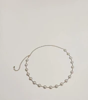 Elevated Chic Rhinestone And Faux Pearl Chain Belt