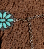 Land And Sea Flower Stone Concho Belt