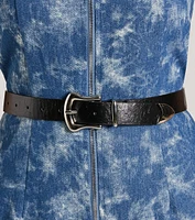 Sleek Faux Leather Western Belt