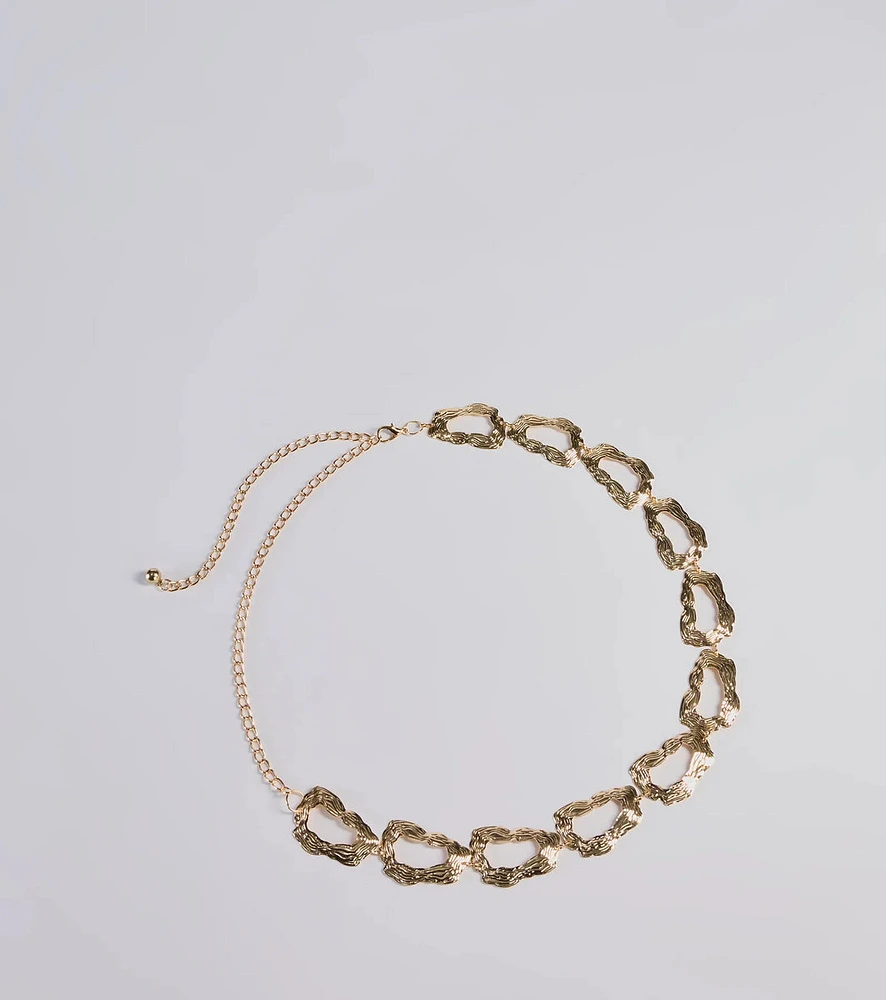 Boldly Chic Abstract Hammered Metal Chain Belt