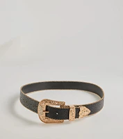 Country Chic Western Embossed Faux Leather Belt