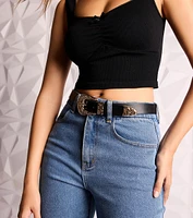 Let's Ride Western Faux Leather Belt