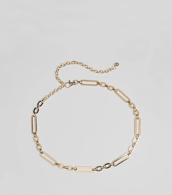 Chic Muse Paper Clip Metal Chain Belt