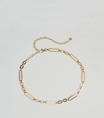 Chic Muse Paper Clip Metal Chain Belt