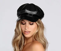 Faux Leather Cabby Hat