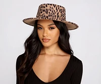 Leopard Print Faux Wool Boater