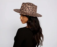 Leopard Print Faux Wool Boater