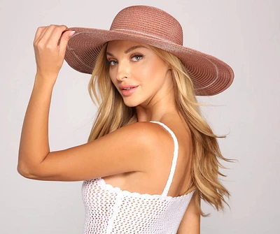 Glitz And Glam Glitter Straw Floppy Hat