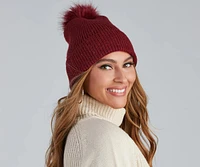 Winter Beauty Rhinestone Pom Beanie